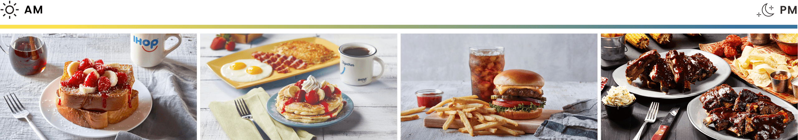 Image Collage with Pancakes, burger, chicken entree